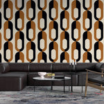 Tapet Personalizat Patterns cu inele in nuante de negru si maro - BROWN CHAIN PATTERN