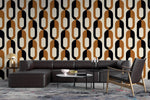 Tapet Personalizat Patterns cu inele in nuante de negru si maro - BROWN CHAIN PATTERN
