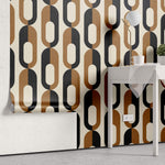 Tapet Personalizat Patterns cu inele in nuante de negru si maro - BROWN CHAIN PATTERN
