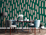 Tapet Personalizat Patterns cu ilustratie abstracta cu linii roz si fundal verde - PINK LINES