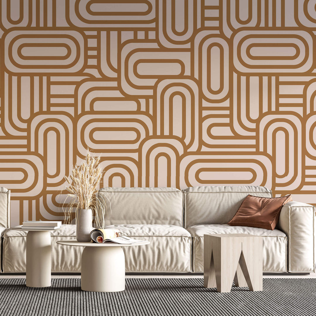 Tapet Personalizat Patterns cu forme ovale in stil retro - OVAL RETRO PATTERN