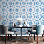 Tapet Personalizat Patterns cu motive in stil portughez in nuante de albastru watercolor - BLUE PORTUGUESE PATTERN
