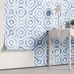 Tapet Personalizat Patterns cu motive in stil portughez in nuante de albastru watercolor - BLUE PORTUGUESE PATTERN