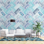 Tapet Personalizat Patterns cu forme abstracte similare unor cusaturi textile in nuante de albastru - BLUE ABSTRACT STITCHES