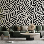 Tapet Personalizat Patterns cu dungi negre abstracte - BLACK STRIPES