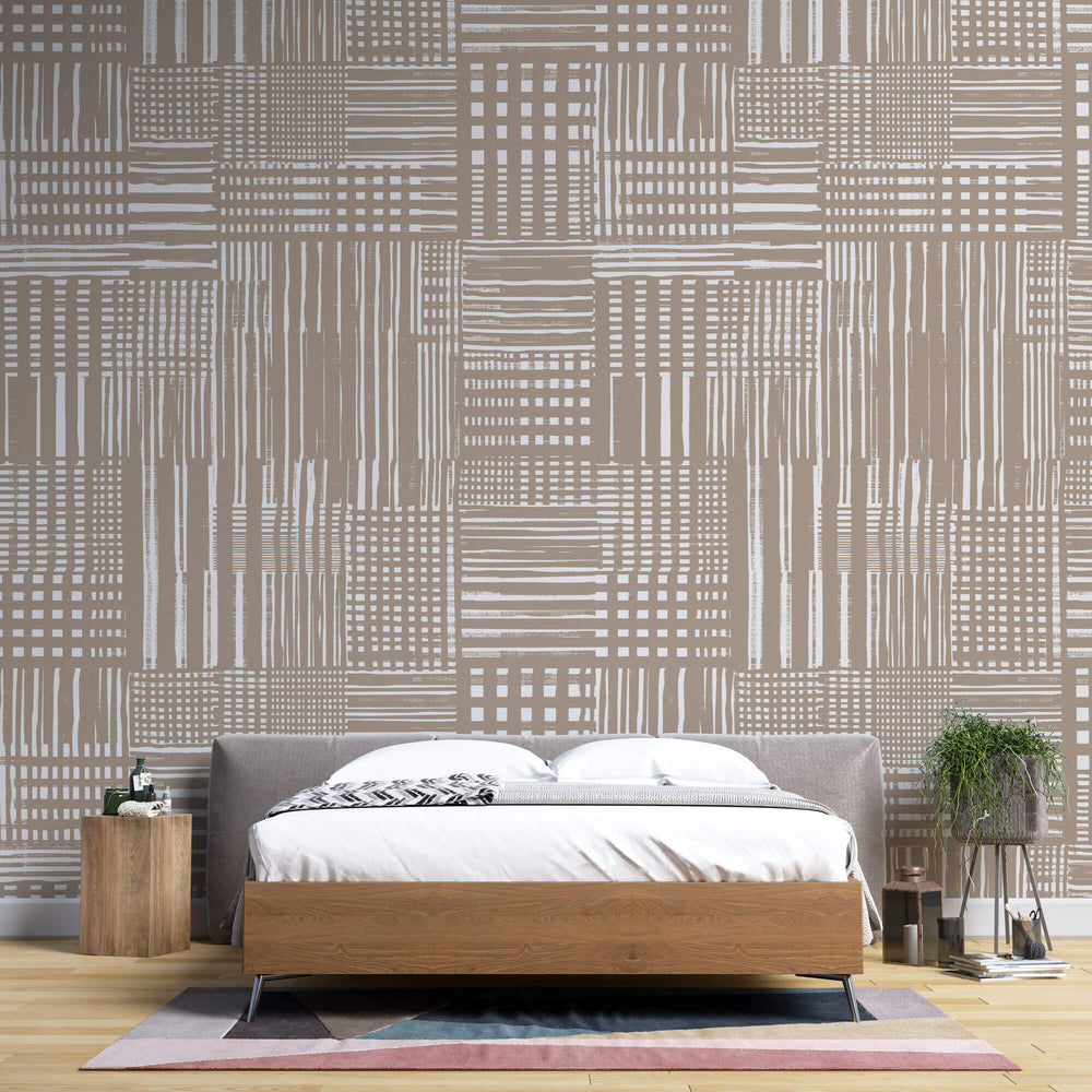 Tapet Personalizat Patterns cu dungi bej abstracte - BEIGE DRAPES PATTERN
