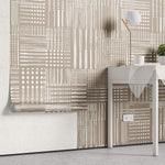 Tapet Personalizat Patterns cu dungi bej abstracte - BEIGE DRAPES PATTERN