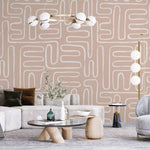 Tapet Personalizat Patterns cu model abstract grafic in stil boho in nuante de bej - BEIGE GRAPHIC LINES
