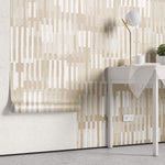 Tapet Personalizat Patterns cu dungi albe abstracte intr-un fundal bej - SUNNY BEIGE STRIPES