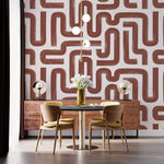 Tapet Personalizat Patterns cu dungi abstracte maronii pe un fundal crem - BROWN SNAKES