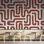 Tapet Personalizat Patterns cu dungi abstracte maronii pe un fundal crem - BROWN SNAKES