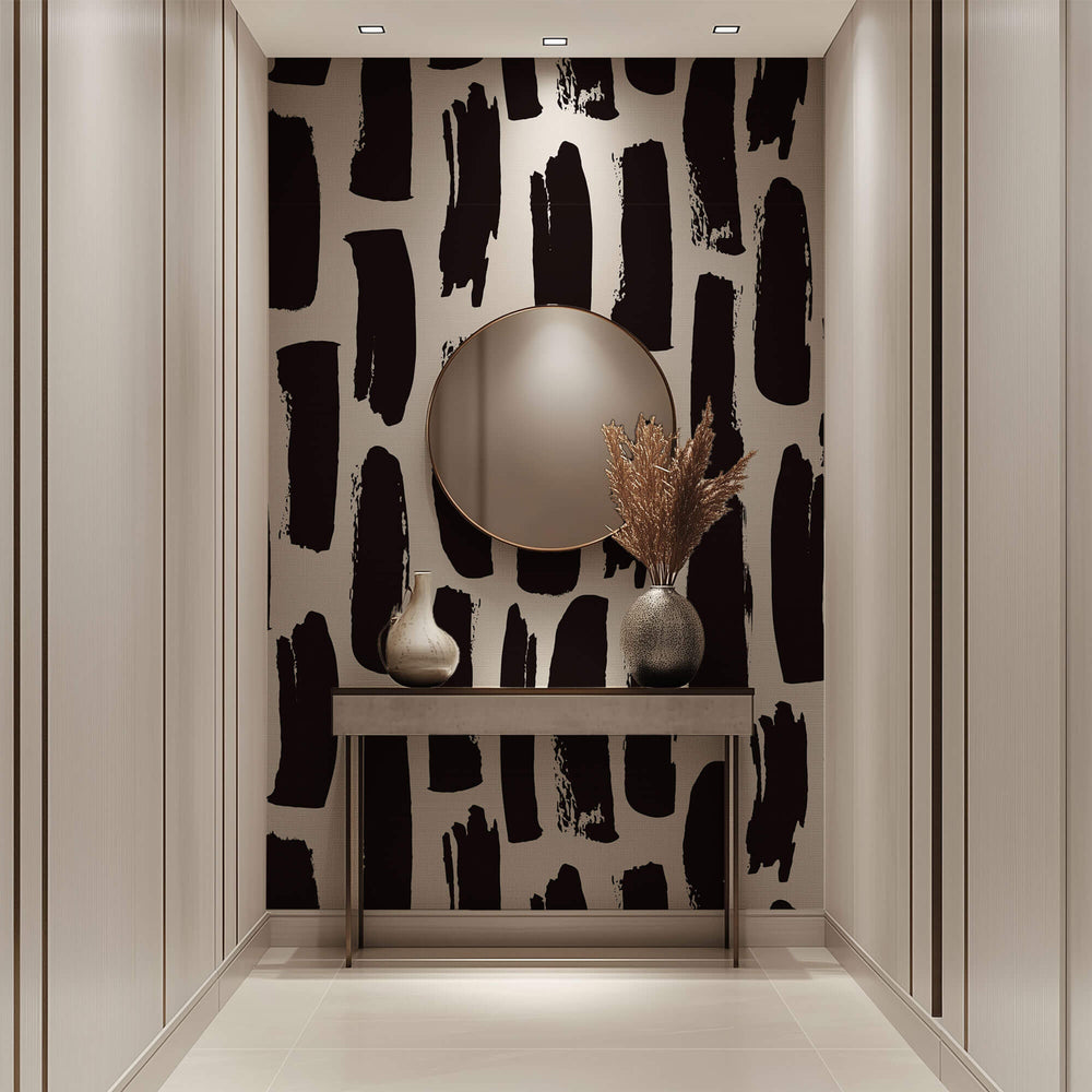 Tapet Personalizat Patterns cu dungi negre abstracte - BLACK SUMI LINES