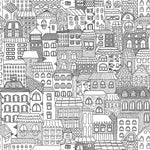 Tapet Personalizat Patterns cu cladiri desenate in alb negru - BUILDINGS SKETCH