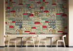 Tapet Personalizat Patterns cu cladiri colorate - BUILDINGS SKETCH COLOR