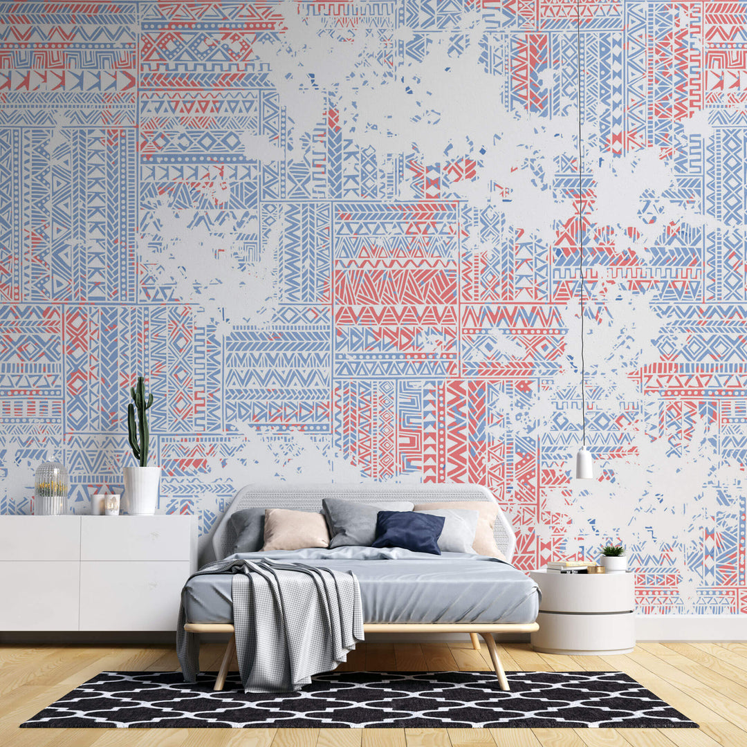 Tapet Personalizat Patterns cu modele abstracte tribale intr-un stil vintage - SCRAPPED TRIBAL PATTERN