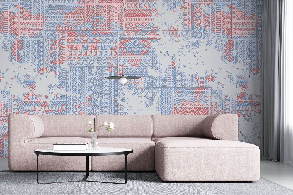 Tapet Personalizat Patterns cu modele abstracte tribale intr-un stil vintage - SCRAPPED TRIBAL PATTERN