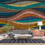 Tapet Personalizat Patterns cu valuri abstracte texturate in stil curcubeu - WAVY RAINBOW