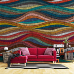 Tapet Personalizat Patterns cu valuri abstracte texturate in stil curcubeu - WAVY RAINBOW