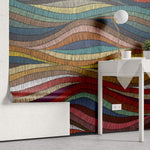 Tapet Personalizat Patterns cu valuri abstracte texturate in stil curcubeu - WAVY RAINBOW