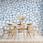Tapet Personalizat Patterns cu pete de culoare abstracte in nuante de albastru - BLUE DOTTY WHITE