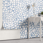 Tapet Personalizat Patterns cu pete de culoare abstracte in nuante de albastru - BLUE DOTTY WHITE