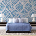 Tapet Personalizat Patterns cu forme rotunde abstracte pictate in stil boho in nuante de albastru - BLUE BOHO GLOBES