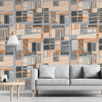 Tapet Personalizat Patterns cu model abstract in nuante gri si portocalii - PAINTED ABSTRACT