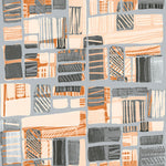 Tapet Personalizat Patterns cu model abstract in nuante gri si portocalii - PAINTED ABSTRACT
