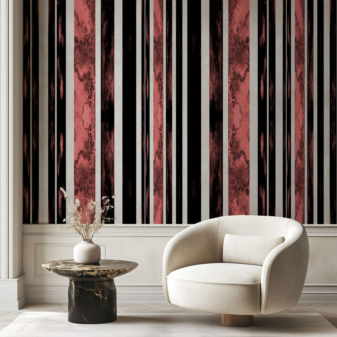 Tapet Personalizat Patterns in dungi rosii si negre - ABSTRACT TEXTURED LINES