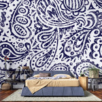 Tapet Personalizat Patterns cu model abstract de bandana in nuante de albastru - DARK BLUE BANDANA