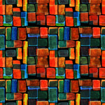 Tapet Personalizat Patterns cu cuburi pictate in nuante de rosu verde si albastru - COLORFUL WATERCOLOR CUBES
