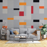 Tapet Personalizat Patterns cu model abstract in nuante de gri rosu si portocaliu - LINES AND COLOR