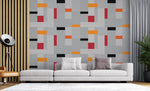Tapet Personalizat Patterns cu model abstract in nuante de gri rosu si portocaliu - LINES AND COLOR