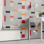 Tapet Personalizat Patterns cu model abstract in nuante de gri rosu si portocaliu - LINES AND COLOR