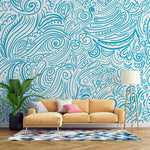 Tapet Personalizat Patterns cu model abstract in nuante de albastru - HEARTS AND WAVES