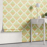 Tapet Personalizat Patterns cu romburi in nuante de verde si portocaliu - GREEN AND ORANGE