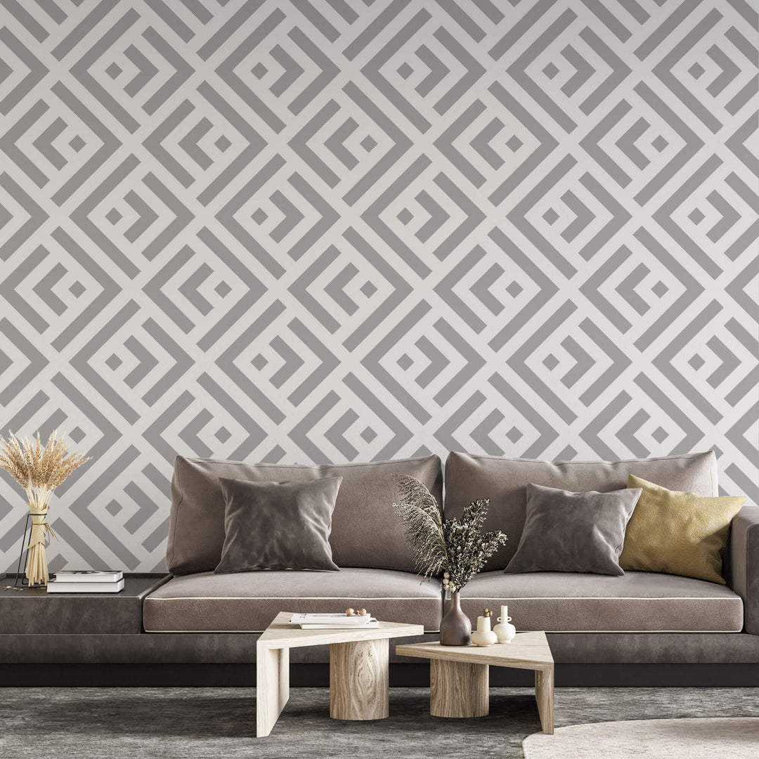 Tapet Personalizat Patterns cu model abstract in nuante de gri - INTERRUPTED SHAPES