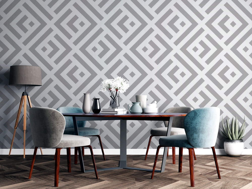 Tapet Personalizat Patterns cu model abstract in nuante de gri - INTERRUPTED SHAPES