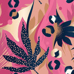 Tapet personalizat abstract cu forme abstracte in nuante de roz tropical aducand o explozie de culoare si energie tropical pink