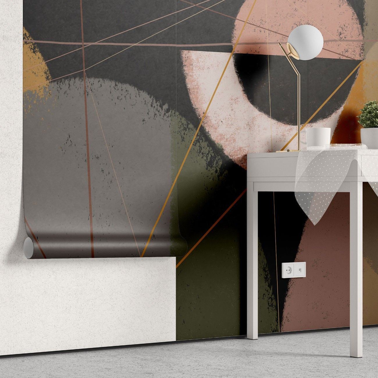 tapet personalizat abstract cu un design in interpretarea unui ochi stilizat cu forme si culori indraznete creand un punct focal artistic abstract eye