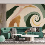 Tapet personalizat abstract cu un vartej modern cu linii curbe si culori vibrante creand un design dinamic si stilat modern swirl