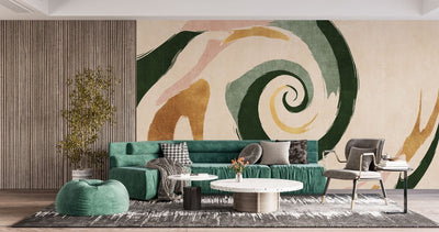 tapet personalizat abstract cu un vartej modern cu linii curbe si culori vibrante creand un design dinamic si stilat modern swirl
