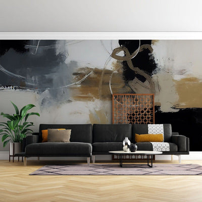 tapet personalizat abstract cu o ordine intrerupta cu elemente disparate ce se reunesc intr o compozitie intriganta broken order