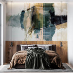 Tapet personalizat abstract cu pictura in straturi si texturi ce sugereaza ritm si repetitie paint frequency