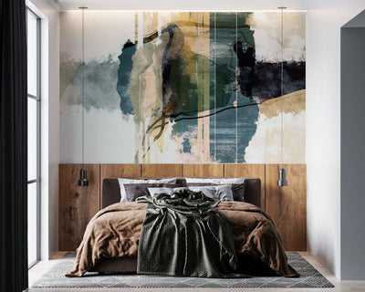 tapet personalizat abstract cu pictura in straturi si texturi ce sugereaza ritm si repetitie paint frequency