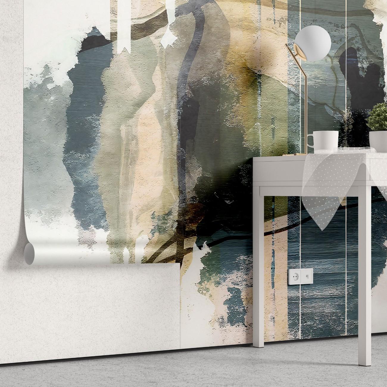 tapet personalizat abstract cu pictura in straturi si texturi ce sugereaza ritm si repetitie paint frequency