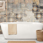 Tapet personalizat abstract cu un efect de mozaic invechit oferind o textura artistica si un aspect vintage scraped mosaique
