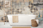 Tapet personalizat abstract cu un efect de mozaic invechit oferind o textura artistica si un aspect vintage scraped mosaique