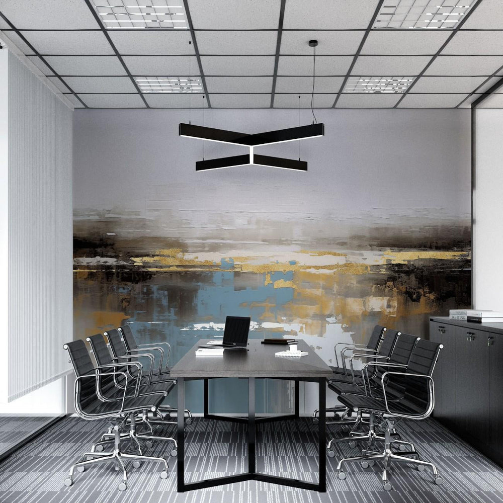 Tapet personalizat abstract cu accente de auriu si carbune creand un contrast elegant si modern gold and charcoal