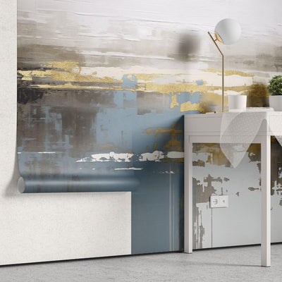 tapet personalizat abstract cu accente de auriu si carbune creand un contrast elegant si modern gold and charcoal
